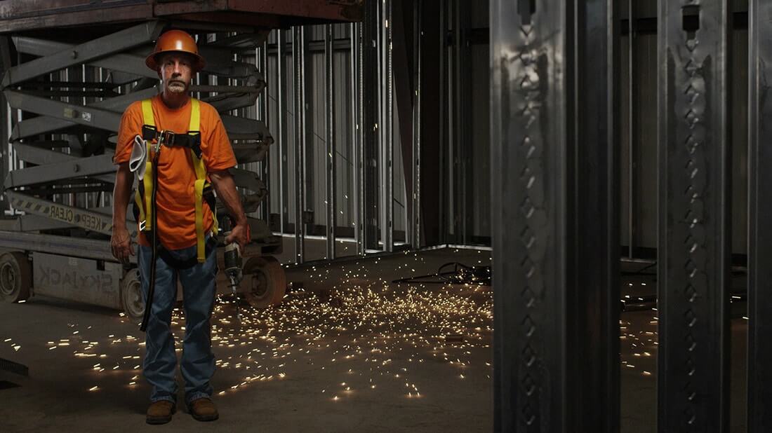 a construction worker wearing a hardhat